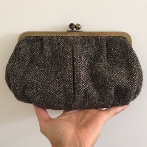 J. Crew Wool Herringbone Clutch